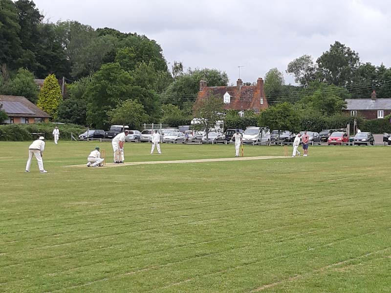 Crowhurst cricket club photo of Centenary celebrations 7th July 2019. Aerial phot of the pitch