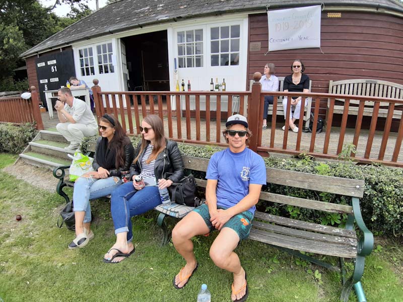 Crowhurst cricket club photo of Centenary celebrations 7th July 2019. Aerial phot of the pitch