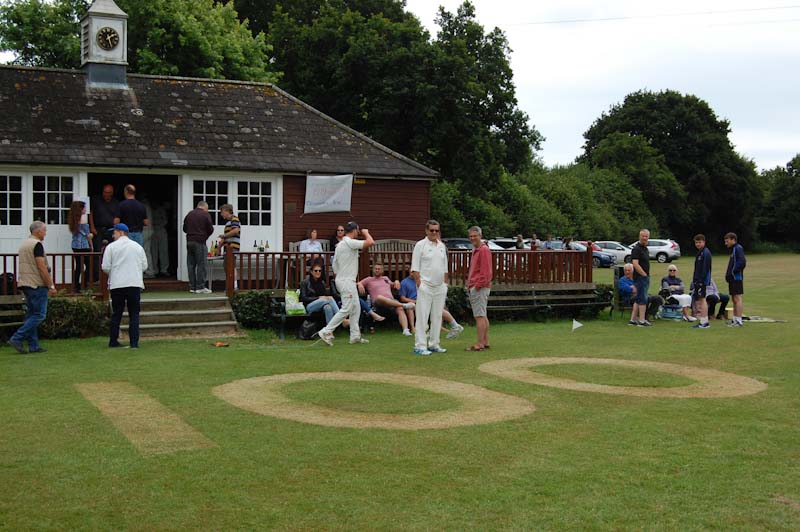 Crowhurst cricket club photo of Centenary celebrations 7th July 2019. Aerial phot of the pitch