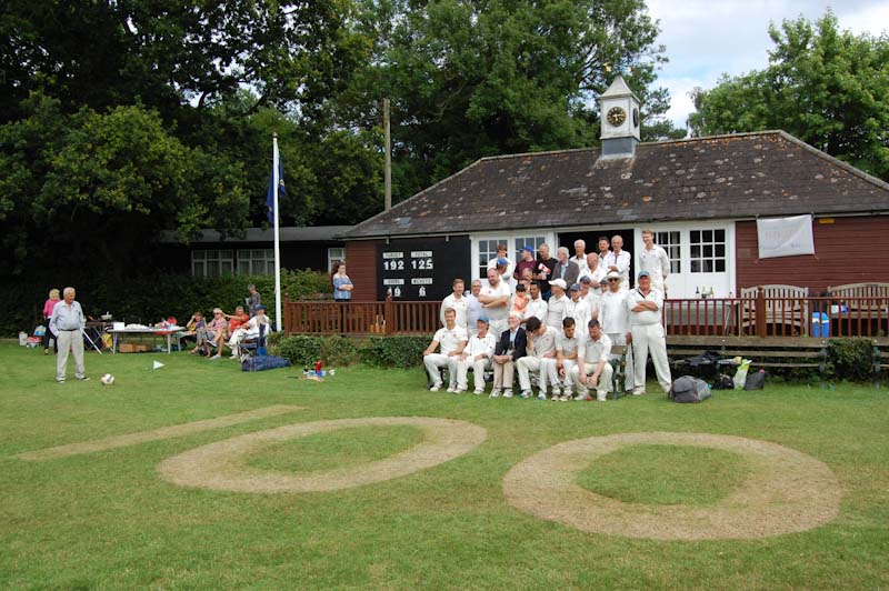 Crowhurst cricket club photo of Centenary celebrations 7th July 2019. Aerial phot of the pitch