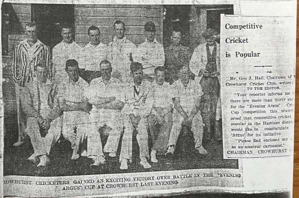 Crowhurst cricket club historical photo of the team date unknown