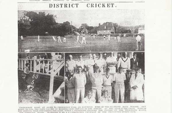 Crowhurst cricket club historical photos of match against Crowhurst Park August 1940